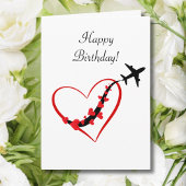 Carte Joyeux Anniversaire Pilote Voyage Coeurs d'avion