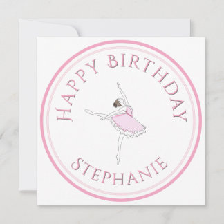 Carte Joyeux anniversaire Pink Ballerina Dancer Girl