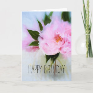 Carte Joyeux anniversaire Pink Peony Bouquet Illustratio