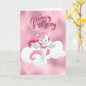 Carte Joyeux anniversaire Pink Unicorn Pegasus Salutatio (Fleur jaune)