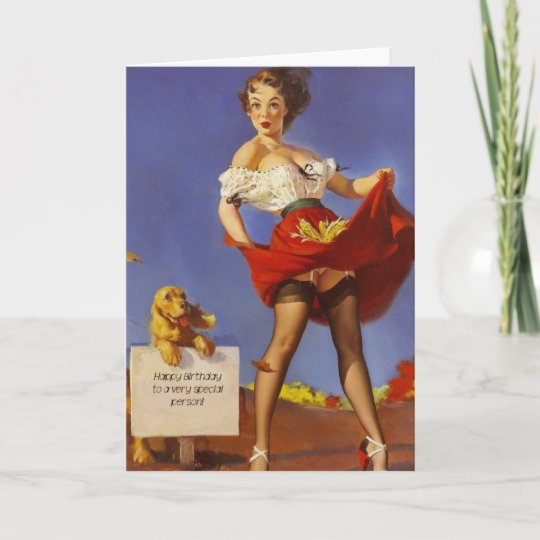 Carte Joyeux Anniversaire Pinup Gal Et Chien Zazzle Be