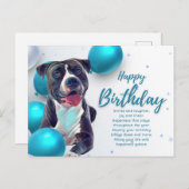 Carte Joyeux Anniversaire Pit Bull (Devant / Derrière)