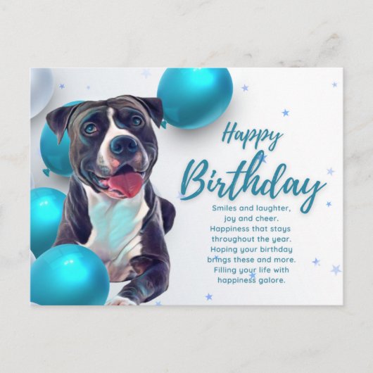 Carte Joyeux Anniversaire Pit Bull (Devant)