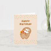 Carte Joyeux Anniversaire Pizza Sloth (Devant)