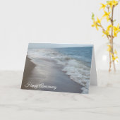 Carte Joyeux Anniversaire Plage de Sable Vagues de l'Océ (Fleur jaune)