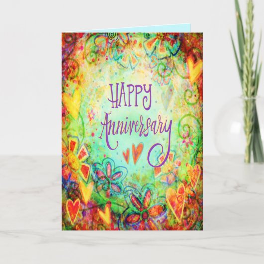 Carte Joyeux Anniversaire Plutôt Floral Whimsical (Devant)