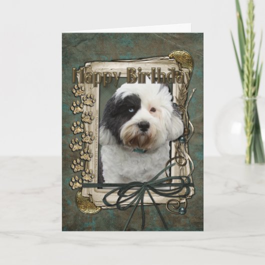 Carte Joyeux Anniversaire - Poches de pierre - Terrier t (Devant)