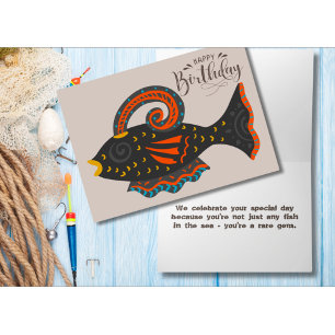 Carte Joyeux Anniversaire Poisson Gemme Rare