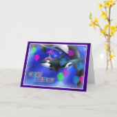 Carte Joyeux anniversaire Poisson style 010 (Fleur jaune)