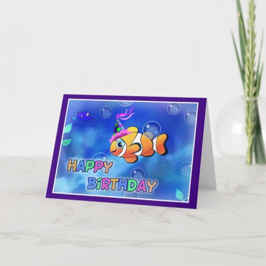 Carte Joyeux anniversaire Poisson style 013 (Devant)