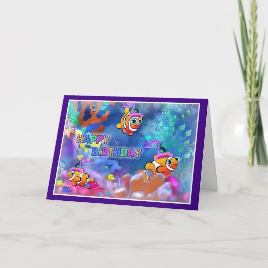 Carte Joyeux anniversaire Poisson style 014 (Devant)