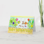 Carte Joyeux Anniversaire Poissons saluant (Devant)