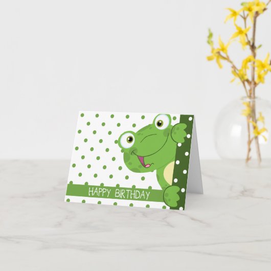 Carte Joyeux anniversaire Polka Dot et Conception de gre (Fleur jaune)