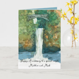 Carte Joyeux Anniversaire Pont de chute d'eau personnali