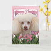 Carte Joyeux anniversaire - Poodle (Fleur jaune)