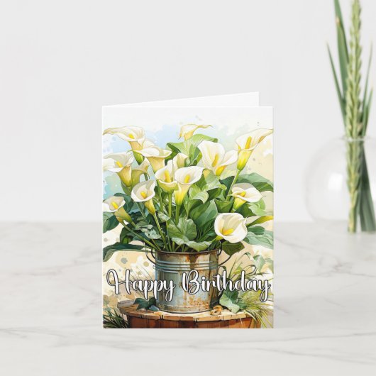 Carte Joyeux Anniversaire Poted Blooming Calla Lys (Devant)