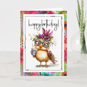 Carte Joyeux Anniversaire Poulet Amateur de Café