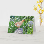 Carte Joyeux Anniversaire Poulet Avec Pâquerettes (Fleur jaune)