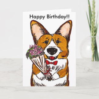 Carte Joyeux anniversaire pour des amants de corgi