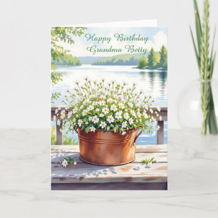 Carte Joyeux anniversaire pour grand-mère Fleurs en po
