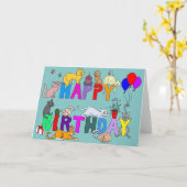 Carte Joyeux anniversaire pour l'Amoureux des chats (Fleur jaune)