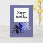 Carte Joyeux anniversaire pour le vélo sur la colline, l (Fleur jaune)