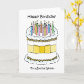 Carte Joyeux anniversaire pour souder gâteau de caricatu (Fleur jaune)