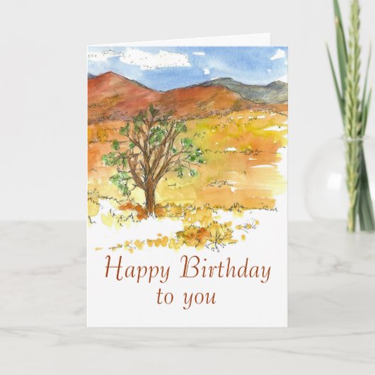 Carte Joyeux Anniversaire Pour Vous Désert Paysage Autom (Devant)