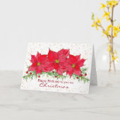Carte Joyeux Anniversaire Pour Vous Sur Les Poinsettias  (Fleur jaune)