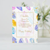 Carte Joyeux Anniversaire précieux Gem Cristaux  (Debout devant)