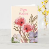 Carte Joyeux anniversaire Pretty Rose Aquarelle Fleurs (Fleur jaune)