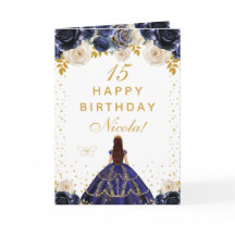Joyeux Anniversaire Princesse Fleurie Bleu Marine