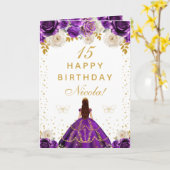 Carte Joyeux Anniversaire Princesse Fleurie Violette (Fleur jaune)