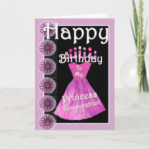 Carte Joyeux anniversaire Princesse Godgirl - Robe rose