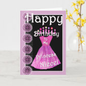 Carte Joyeux Anniversaire Princesse Niece Robe Rose & Bo (Fleur jaune)