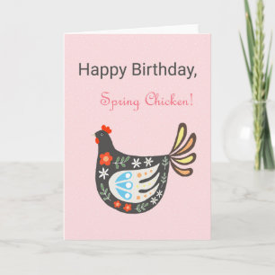 Carte Joyeux Anniversaire Printemps poulet mignonne joli