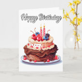 Carte Joyeux Anniversaire Profitez du Gâteau (Fleur jaune)