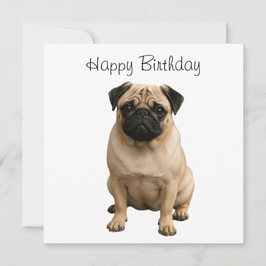 carte joyeux anniversaire pug (Devant)