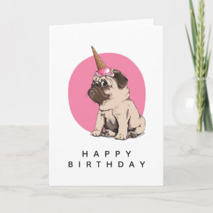 Carte Joyeux anniversaire   Pugicorn