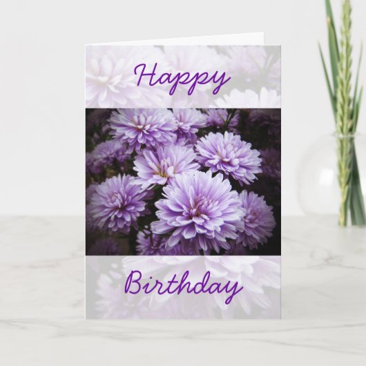 Carte Joyeux anniversaire - Purple Haze Chrysanthemums (Devant)