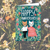 Carte Joyeux Anniversaire Purr-fect Pair Cats Floral