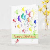 Carte Joyeux anniversaire Rainbow Balloons Aquarelle (Fleur jaune)