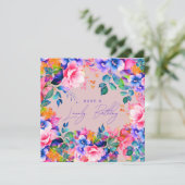 Carte Joyeux anniversaire Rainbow Garden Floral Blush (Debout devant)