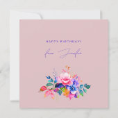 Carte Joyeux anniversaire Rainbow Garden Floral Blush (Dos)