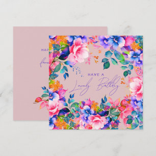Carte Joyeux anniversaire Rainbow Garden Floral Blush