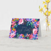 Carte Joyeux anniversaire Rainbow Garden Floral Navy (Fleur jaune)