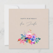 Carte Joyeux anniversaire Rainbow Garden Floral Navy (Dos)