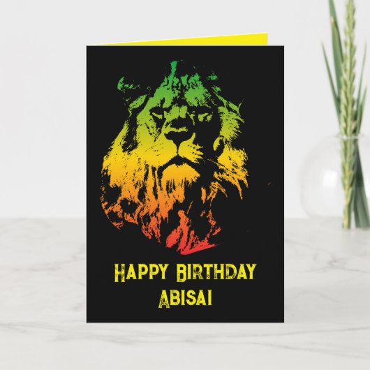 Carte Joyeux anniversaire Rasta Lion jamaïcain (Devant)