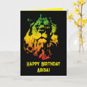Carte Joyeux anniversaire Rasta Lion jamaïcain (Fleur jaune)