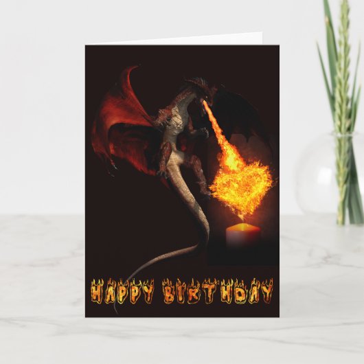 Carte Joyeux Anniversaire Red Dragon Lover Fire Heart (Devant)
